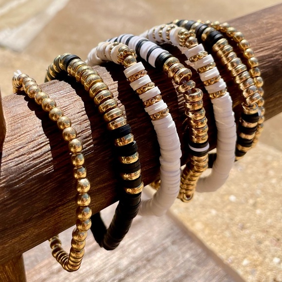 BLING : Black, White and Gold Friendship Bracelets - Picture 1 of 4